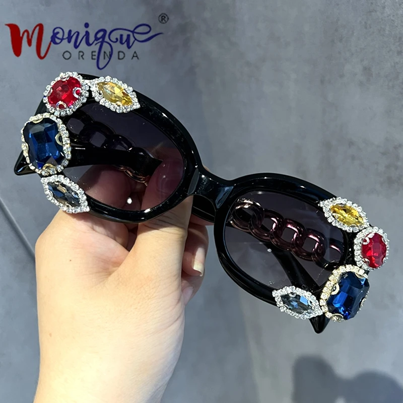 Gafas de sol pequeñas ovaladas Retro para mujer, lentes de sol de Metal de lujo de cristal, negras - AliExpress