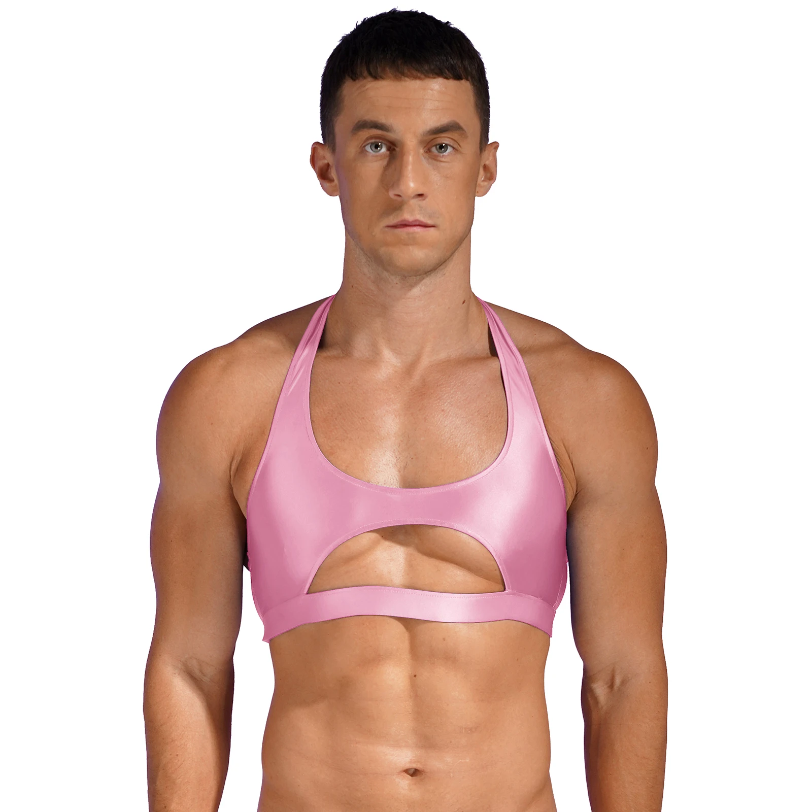 thumbnail image 1 of Camiseta sin mangas brillante para gimnasio, ropa para hombre, Top corto elástico sin mangas, trajes con formas del cuerpo, camisetas de Fitness de Color sólido, chaleco de culturismo, 1 of 5
