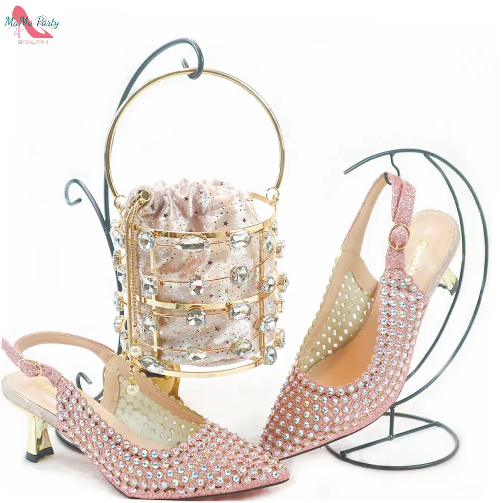 

Весна 2022 Новое поступление модные итальянские дизайнерские туфли и сумочки сочетающиеся в розовом цвете высококачественные туфли-лодочки для свадьбы