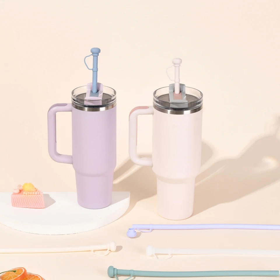 Reusable Silicone Straws with Dustproof Straw Cap