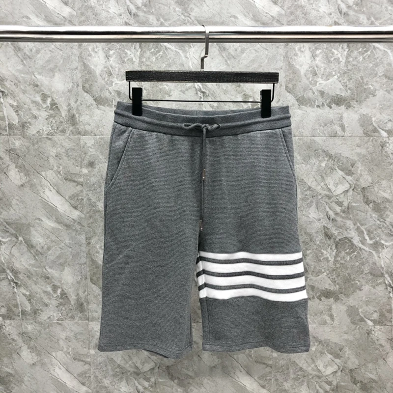 Men's Shorts Summer New Casual Sweatpants Gym Workout Sport Short Casual Pants For Male Classic 4-Bar Striped High Quality Short