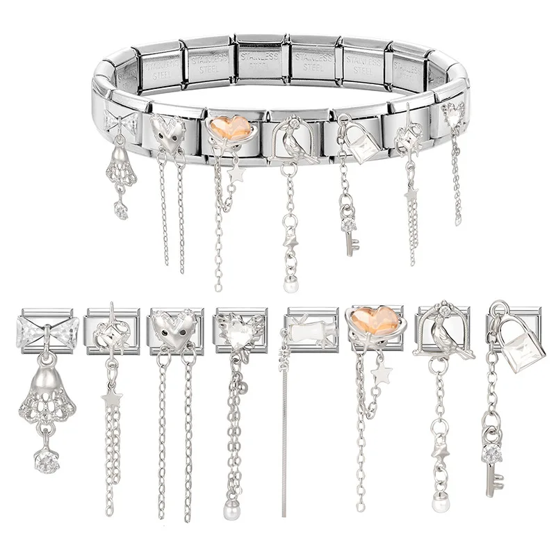 Italian Charm Links Stainless Steel Bracelet Women
