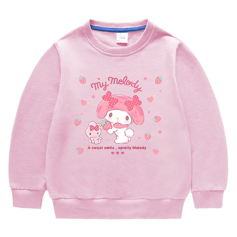 

Sanrio Melody 2023 Spring and Autumn Cartoon Children's Clothes Round Neck Sweater Long Sleeve Cotton Top Trendy