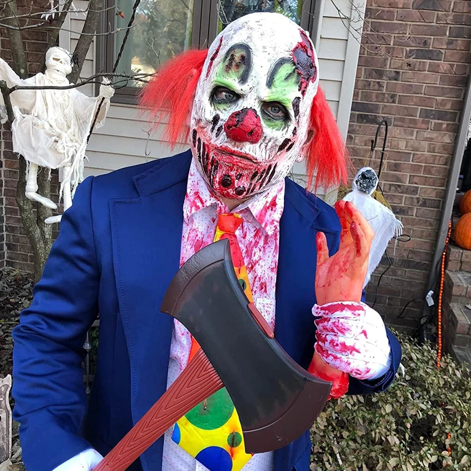 Máscara De Cosplay De Terrorífico Aterrador, Arte De Halloween, Payaso Sangriento, Accorios Suav De Látex, Máscaras De Disfraz De Terrorífico Para Fita Para Adultos - AliExprs