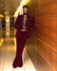 Customized Velvet Men Suits Luxury Beaded Crystals Wedding Groom Tuxedos Slim Fit Male Prom Blazer 2 Pieces Sets Costume Homme 2