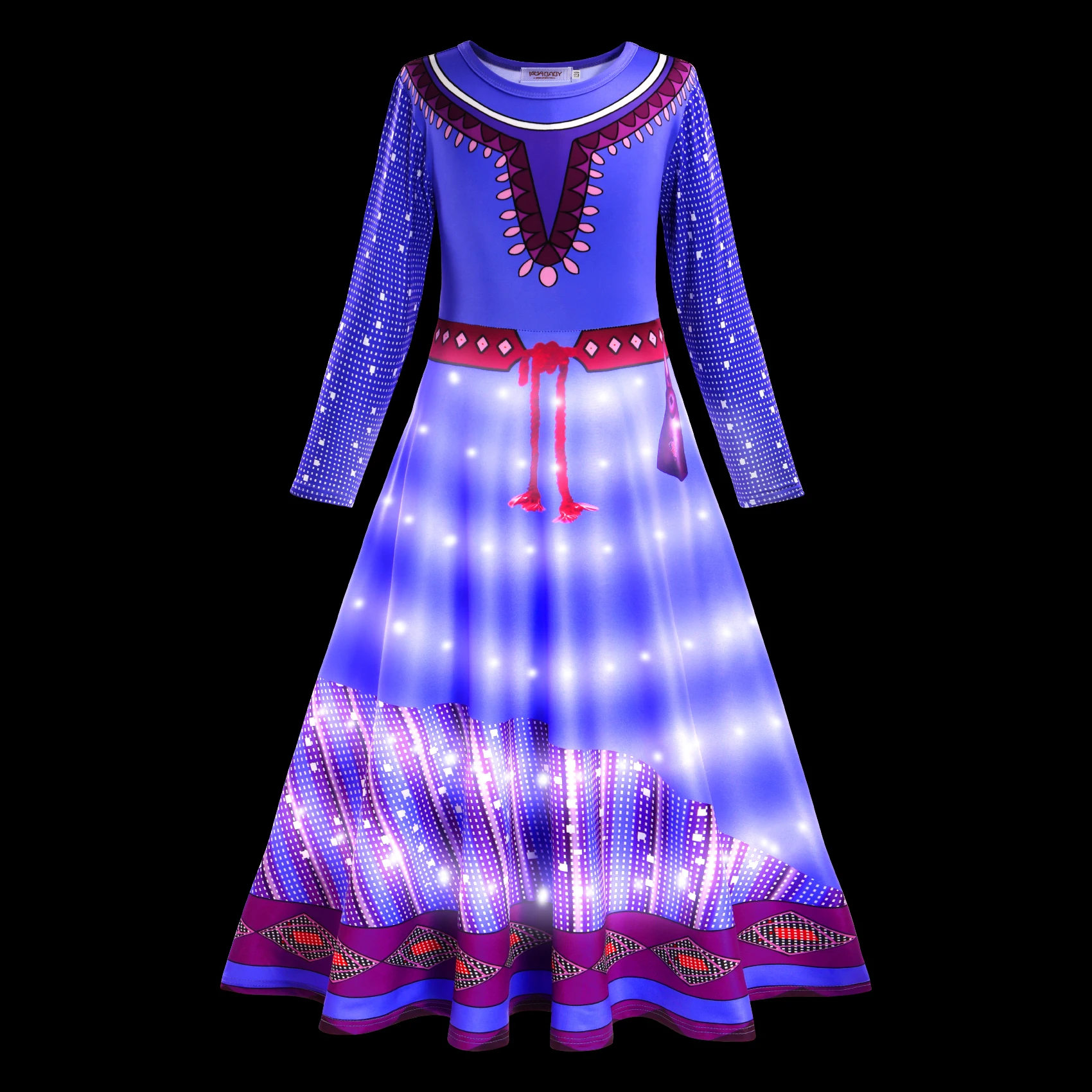 Disney-vestido de princesa con luz LED para niña, disfraz de Frozen, Elsa, Anna, Rapunzel, Carnaval, Halloween, graduación, Wish Asha