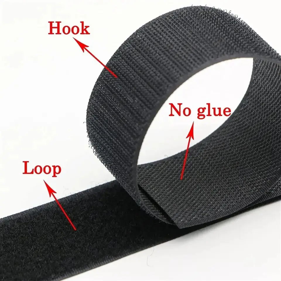 Durable Sew-On Velcro Tape | Non-Adhesive Nylon Hook and Loop for Fabric, Accessories, Crafts | 1M Roll in Various Widths