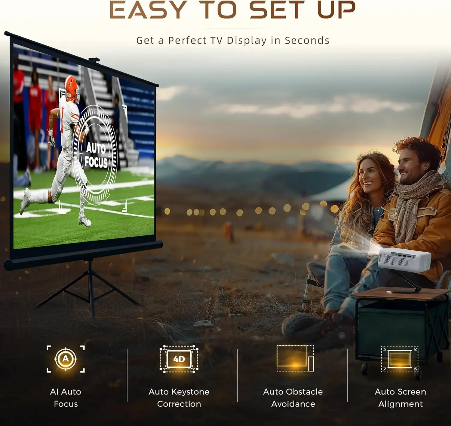 Proiettore Intelligente EAZZE D1 4K Con WiFi E Bluetooth - Netflix Ufficiale, Fuoco Automatico, Audio Dolby - Foto 9