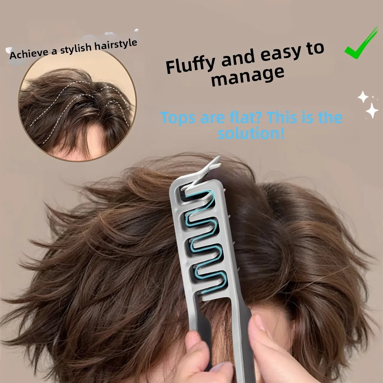 Pettine per Capelli Testurizzati da Uomo, per Sollevamento dei Capelli dalla Radice, Stile Coreano, per Separare e Coprire le Frangie, Bellissimo Pettine per Capelli