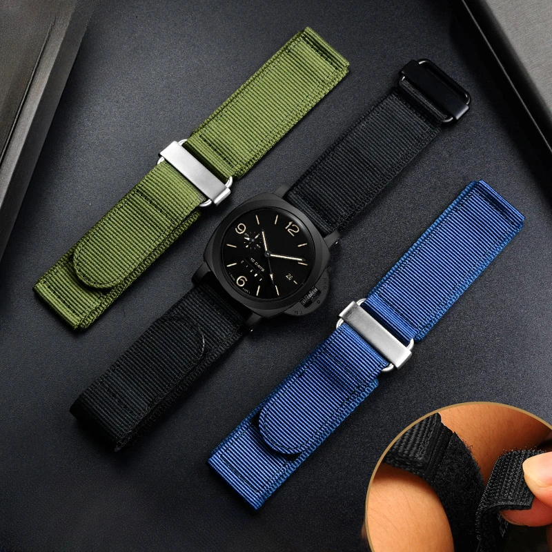 Impermeabile Traspirante Donna Nylon Uomo Donna Cinturino Per Orologio Per Panerai Pam441 111 Tela Nero Kaki Verde Militare 22 24Mm Cinturini