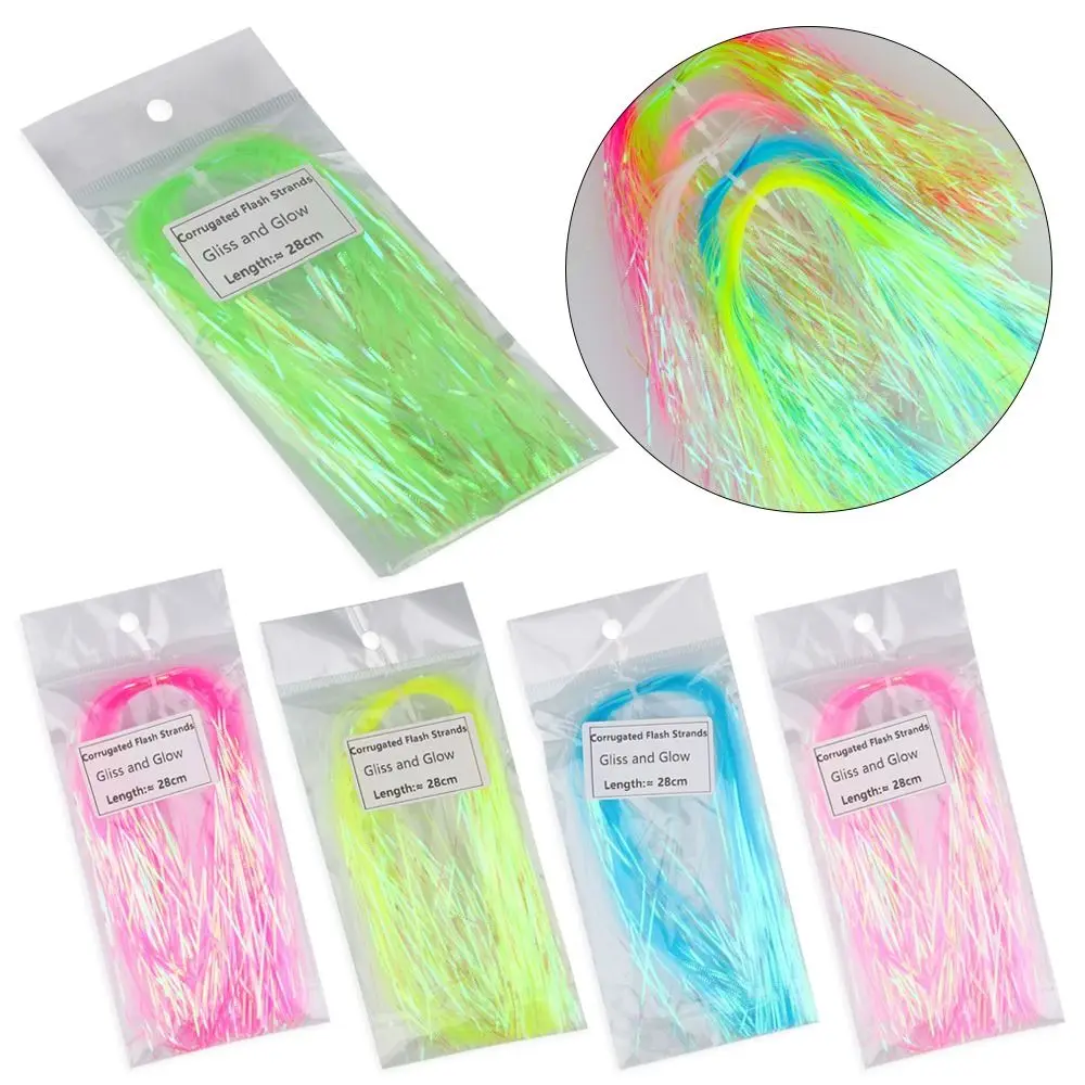 

2Pcs 1mm Width Streamer Strands Flies Tying Simulates Fish Scale Flash Tinsel Glow Corrugated