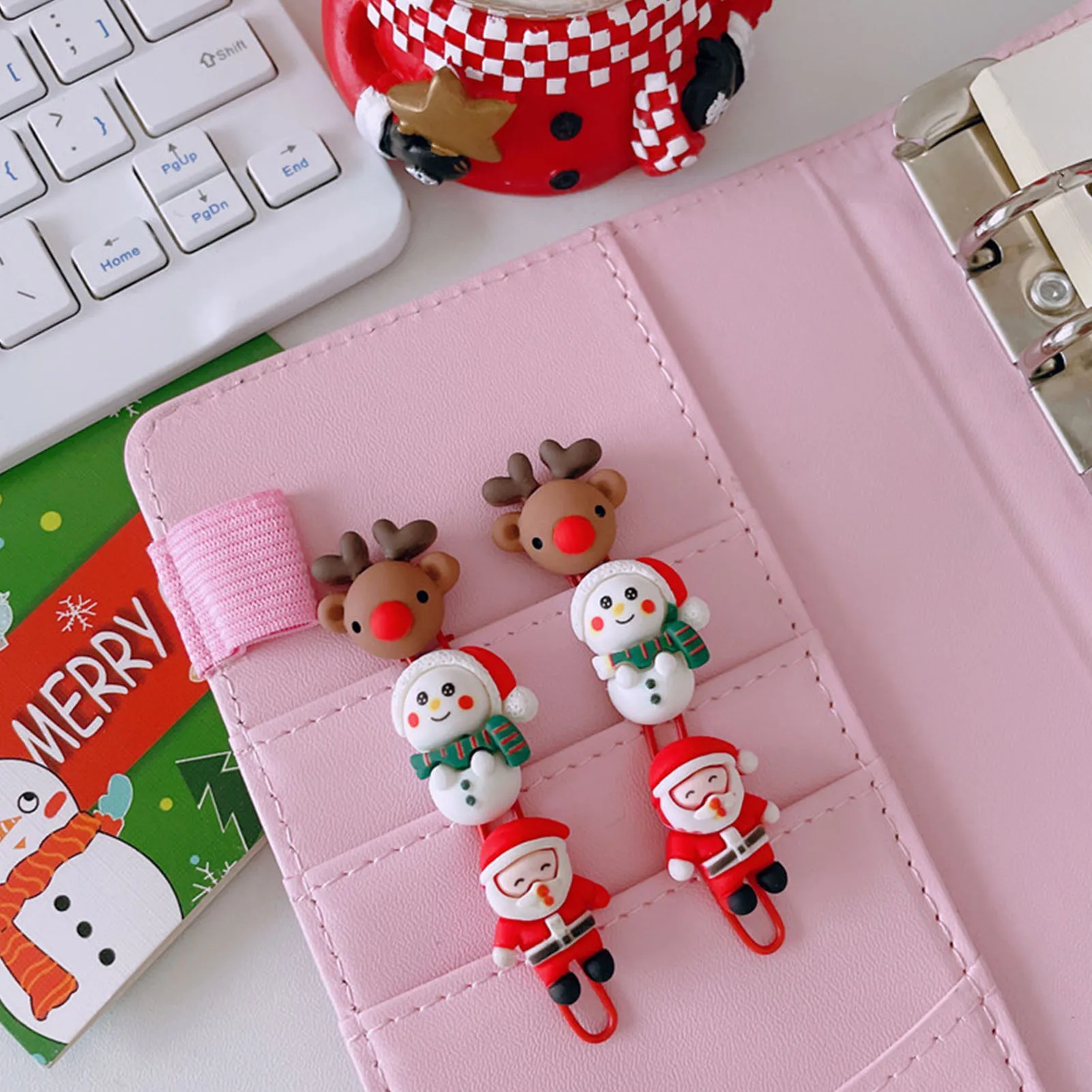 2026 Christmas Paper Clip Rust Proof Bookmark Document Clamp Cute Paperclip for Office Kids Students Cute Christmas Paper Clip