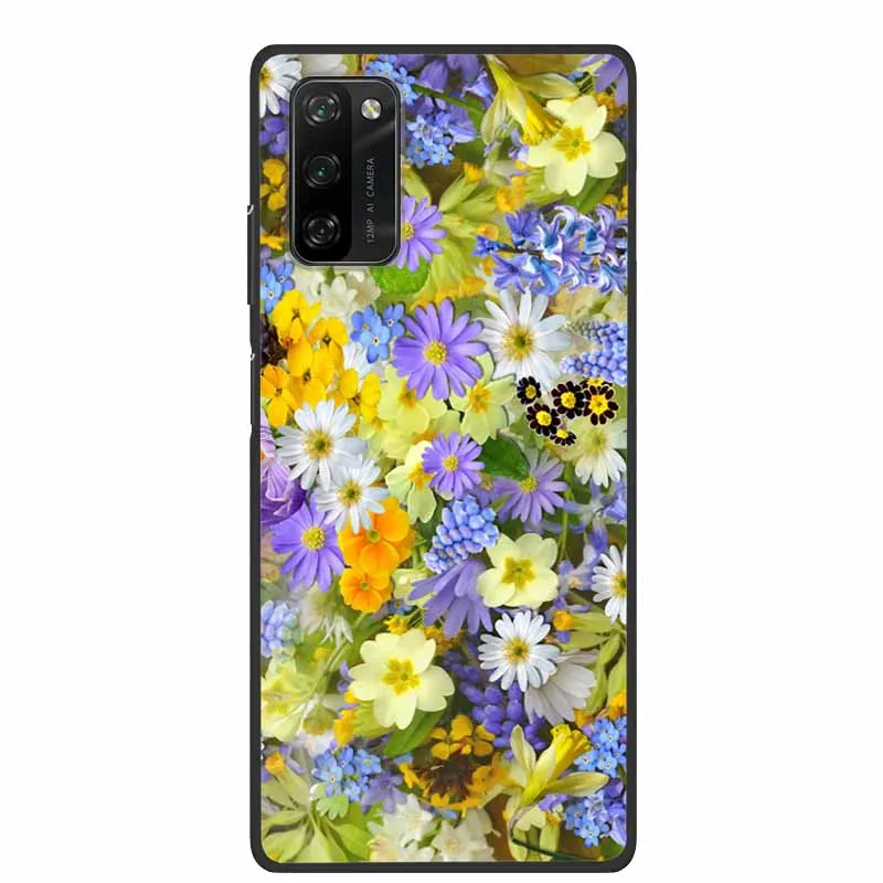 Soft Space Cover with Floral and Cat Design - Shockproof TPU Silicone Phone Case