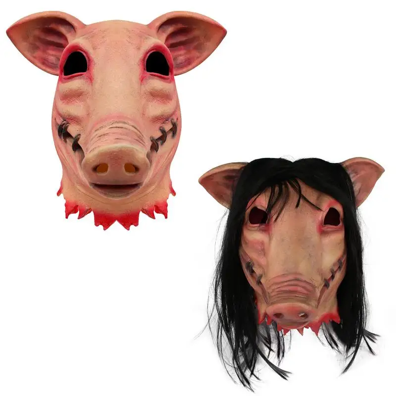 

Halloween Scary Saw Pig Head Mask Cosplay Party Horrible Animal Masks Horror Adult Costume Fancy Dress For Carnival Costume