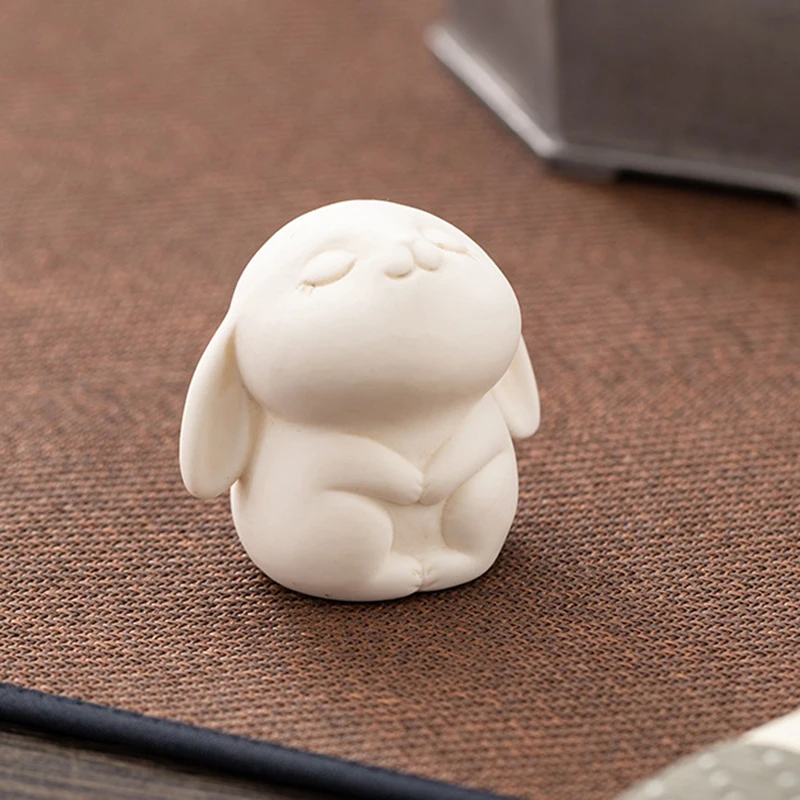 Pure White Rabbit Small Tea Pet Ceramic Fine Workmanship Animal Tea Pet Beautiful Decorative Handmade Crocodile Figurine tea pet ornaments