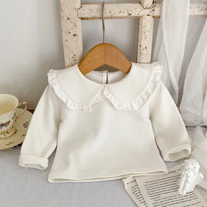 New autumn baby clothing, 0-3 year old girl t-shirt, doll neck long sleeved base shirt, versatile long sleeved T-shirt top 1