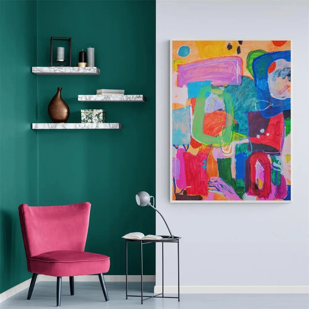 Mid-Century Modern Colorful Wall Art Canvas Decor