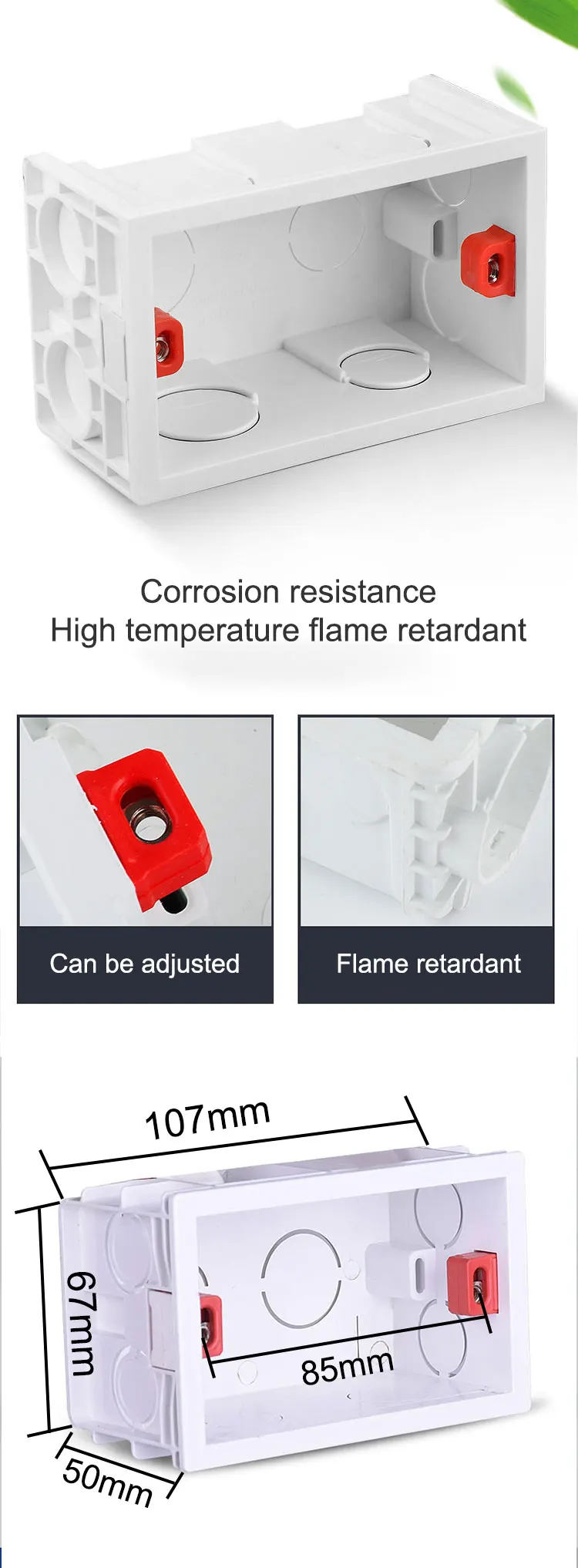 Description Picture 6 of itemYINKA Installation Box Inside Box For 118 Type Switches And Socket Wiring Back Box Smart Switch Dark Box Wiring Box EU US