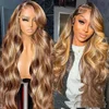 Highlight Wig 100% Human Hair 13x6 Hd Lace Frontal Wig Honey Blonde Lace Front Wigs human Hair Body Wave 4x4 5x5 Closure Wig 1