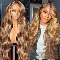 Highlight Wig 100% Human Hair 13x6 Hd Lace Frontal Wig Honey Blonde Lace Front Wigs human Hair Body Wave 4x4 5x5 Closure Wig 1