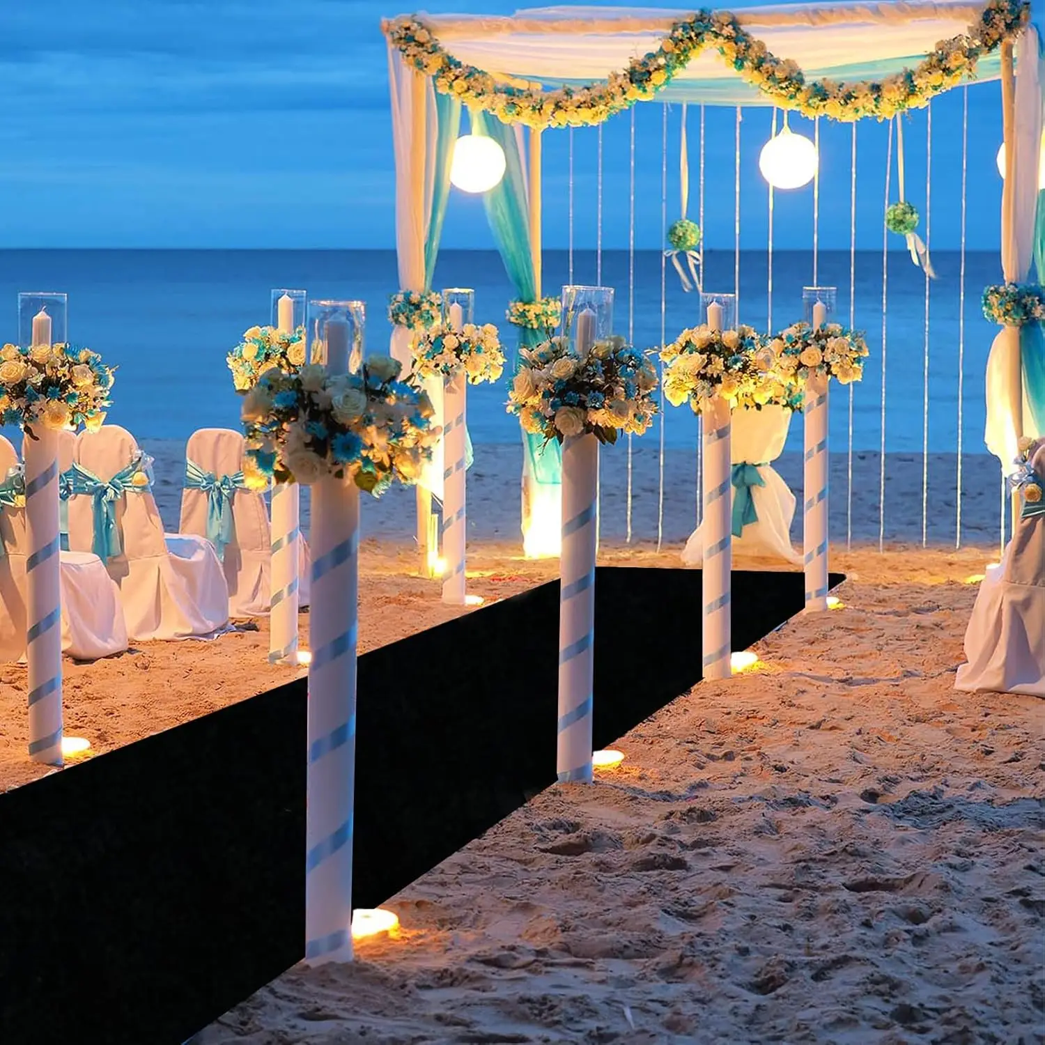 Anti Slip Black Aisle Carpet, Wedding Ceremony, Banquet Party Decoration, Indoor and Outdoor, Church Worship Black Carpet,