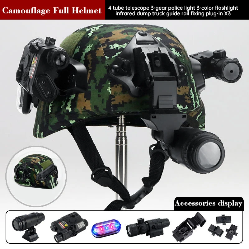 Children's Helmet Toys Kids Outdoor Military Fan Rail Helmet Toys Peace Elite Tactical Helmet Full Set Toys 3