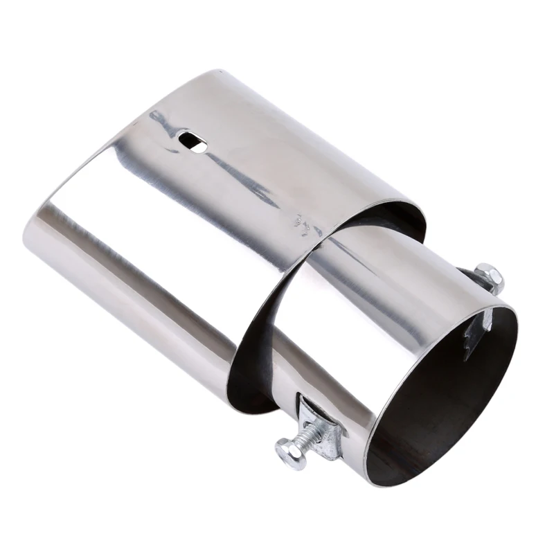 Universal Car Rear Round Exhaust Pipe Tail Muffler Tip Chrome Stainless Steel Automobile Muffler Tip Replacement Car Accessories exhaust pipe round pipe fitting stainless steel pipe