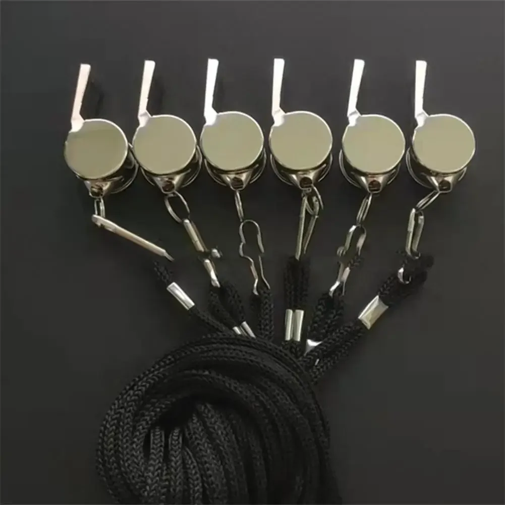 Metal Whistle with Lanyard Referee Sport Rugby Stainless Whistles Soccer Football Basketball Training Cheerleading Whistles 2Pcs sport whistle sports whistle soccer whistle metal whistle