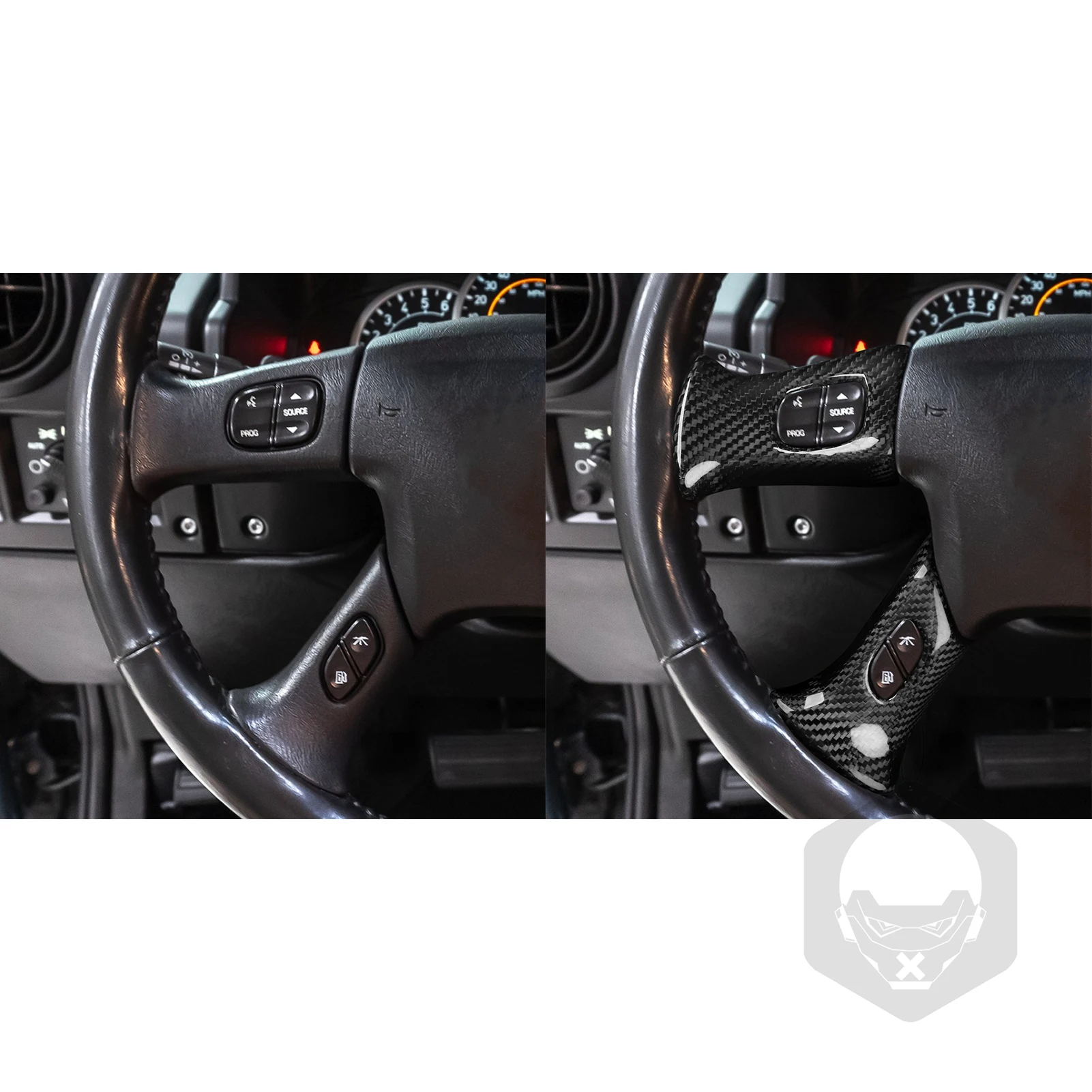Steering Wheel Button With Hole For Hummer For Cadillac For Chevy Real ABS Carbon Fiber Stickers Car Interior Accessories