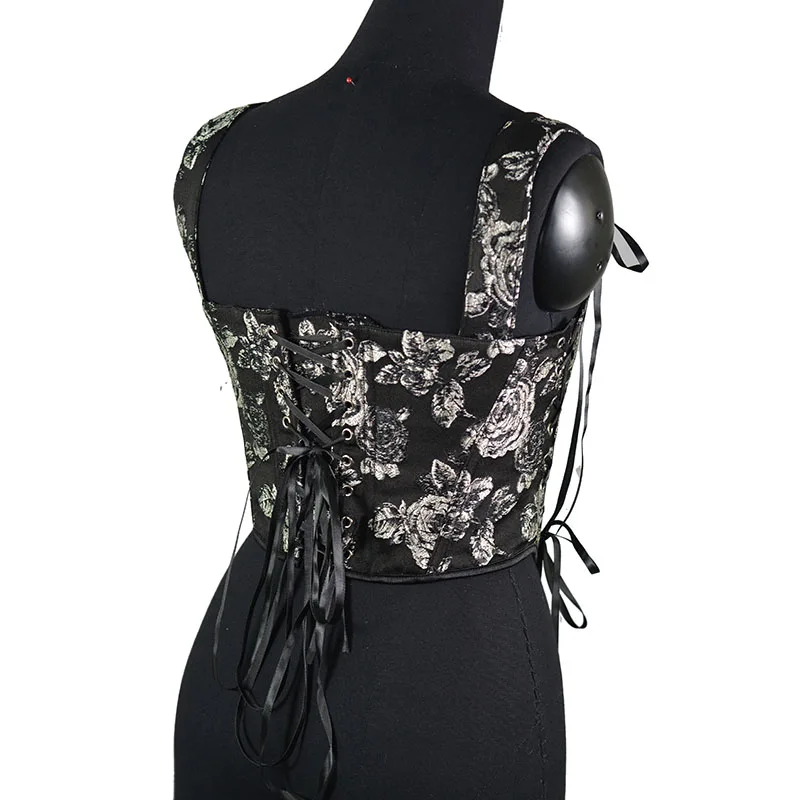 Rose Black Corset Top Sexy Women's Plus Size Corsets and Bustiers Overbust Floral Gothic Brocade Corselet Fashion Style