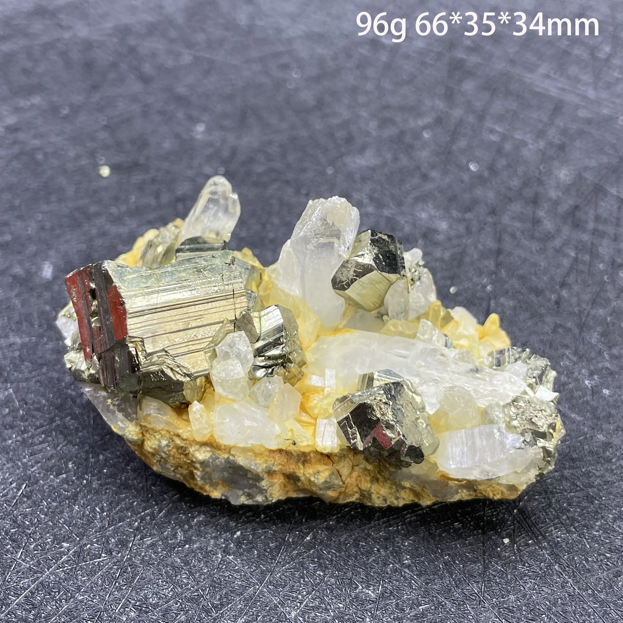 Natural Stone Pyrite Crystal Clear Quartz Cluster Mineral Specimen Raw Rock Chalcopyrite Decoration Rough Polished Healing 3