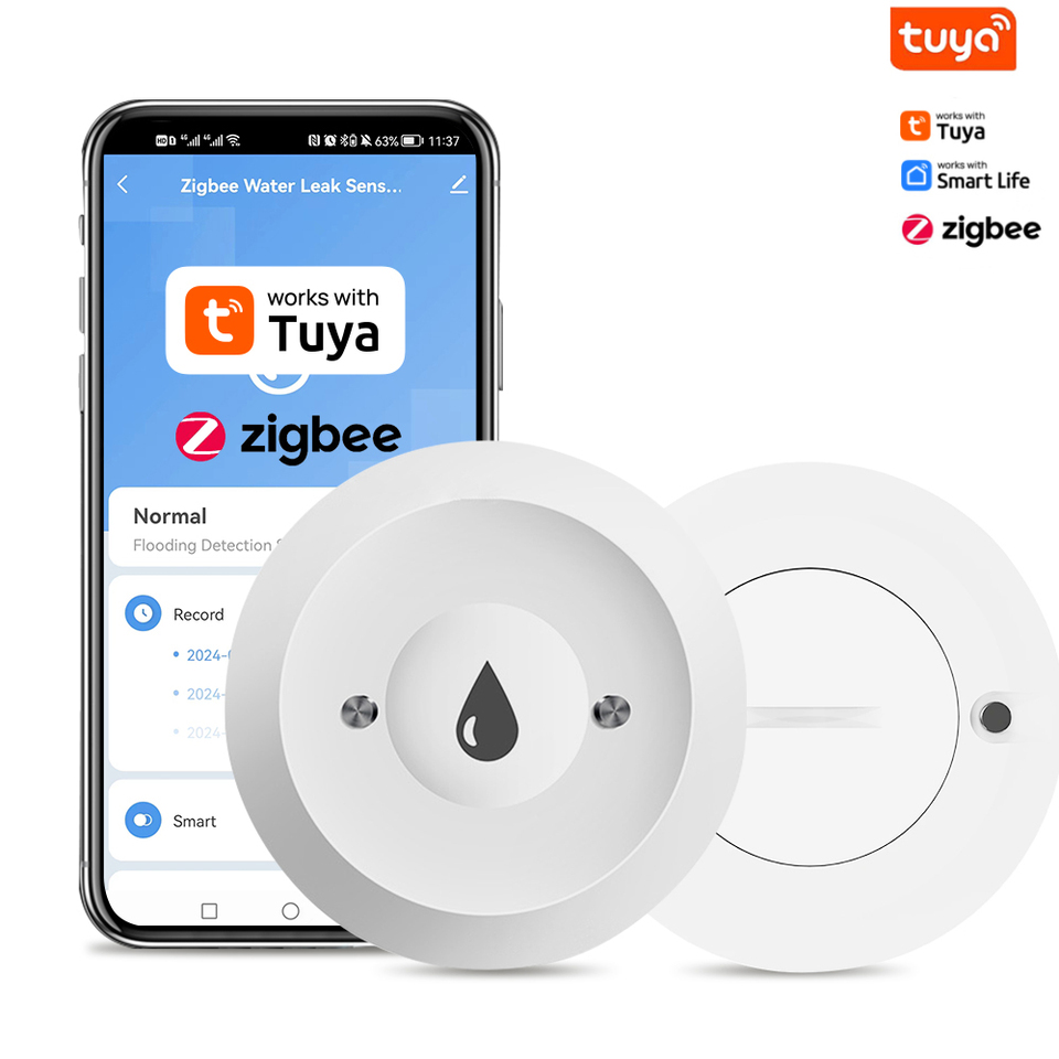 ZigBee Water Sensor Leak Detector Tuya Flood Water Leakage Alarm Smart Life Control Need Zigbee Gateway