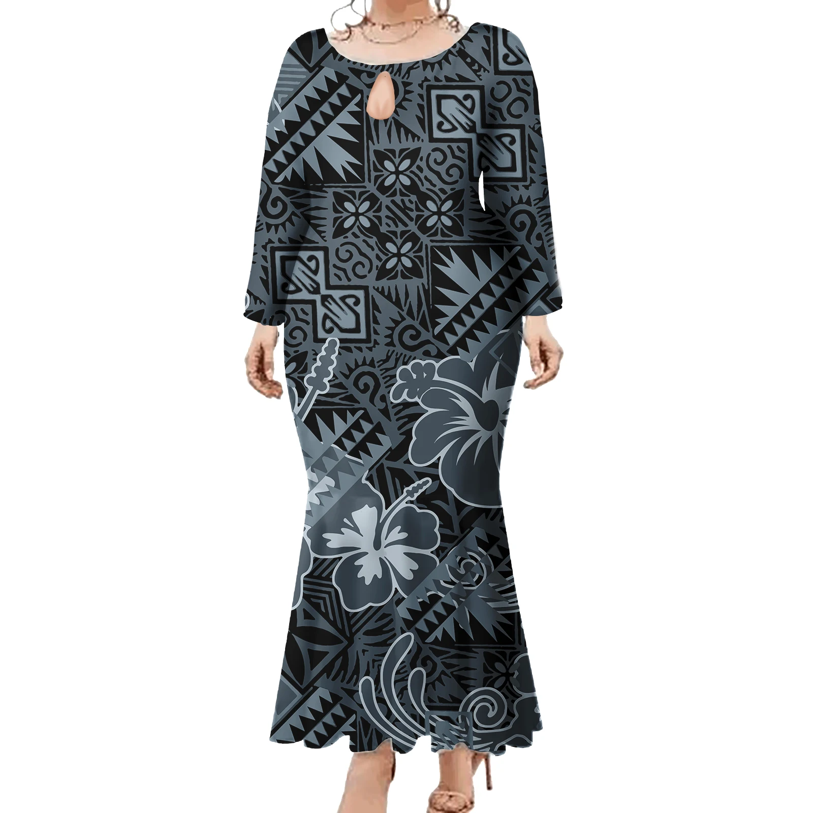 High Quality Casual Off Shoulder Printed Mermaid Dresses Plus Size Hawaiian  Beach Summer Long Women Samoan Dresses - AliExpress