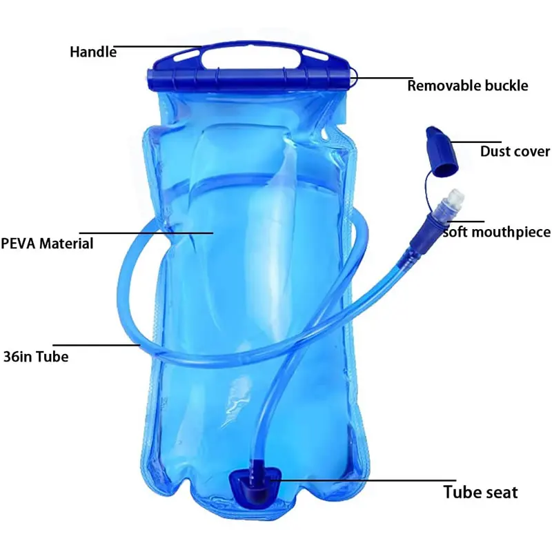 3L Capacity Folding Water Bag With Drinking Tube Hydration Bladder