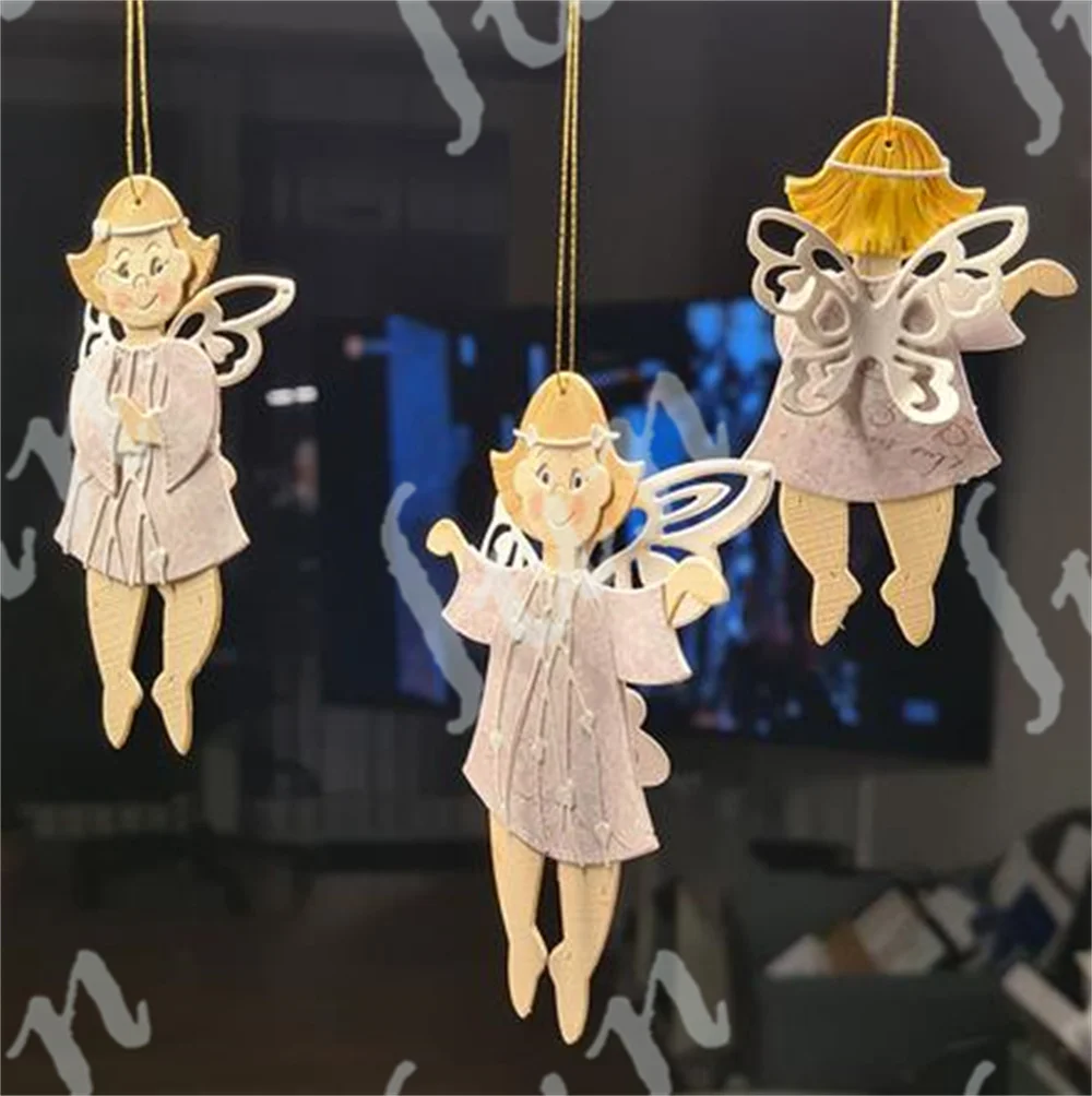 SpirWoRchlan Fustella A Forma Di Angelo In Acciaio Al Carbonio, 4,5 X 8,2 Cm, Per Scrapbooking, Biglietti Fai Da Te, Goffratura, Natale - 5