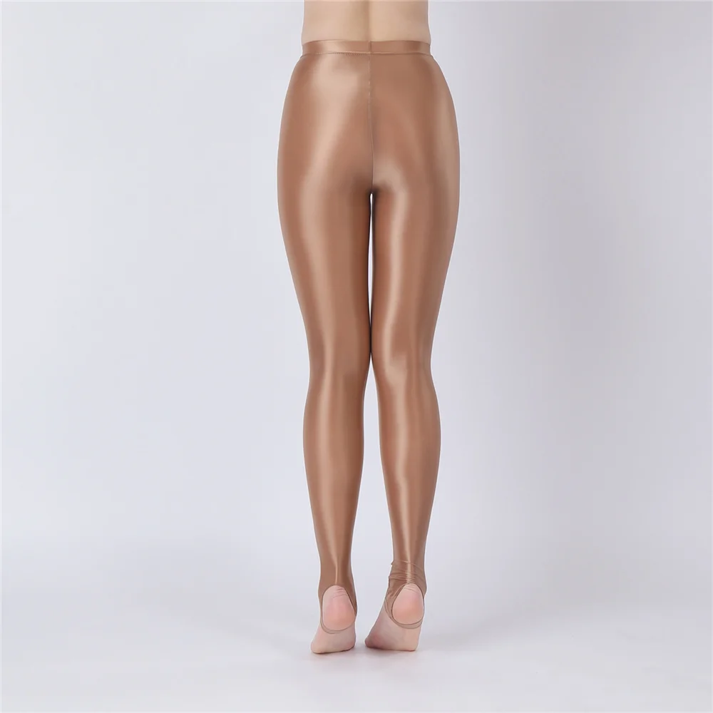 Sexy Women Thin Sheer See Through Pants Elastic Sexy Tight Silk Shiny Pencil Pant Oil Glossy Candy Color Yoga Leggings