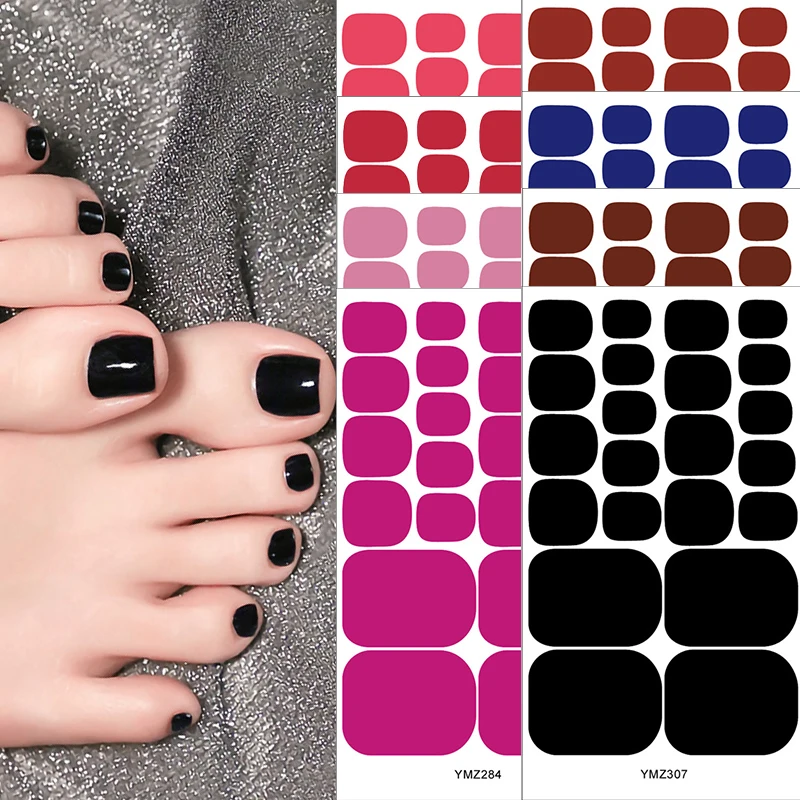 Baking Free Toe Nail Sticker Wraps Solid Color Full Cover Foot Stickers Adhesive Decals Toenail Polish Strips DIY Foot Decals 5