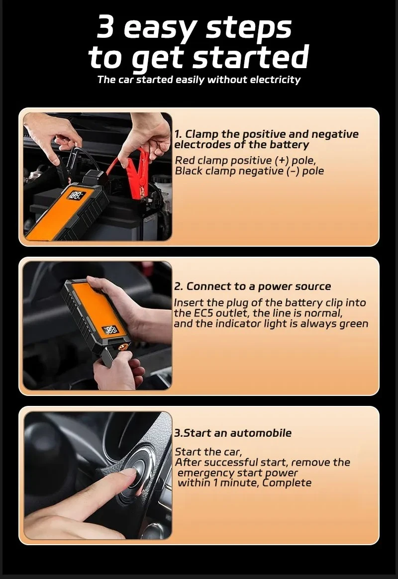 12V 8000mAh Car Jump Starter with Digital Display Portable Power Bank Charger Au