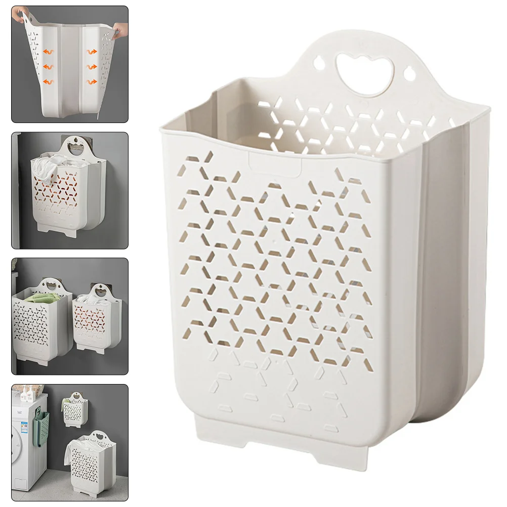 

Collapsible Bathroom Laundry Basket Wall-mounted Dirty Clothes Storage Basket Collapsable Laundry Bag Bathroom Laundry Organizer