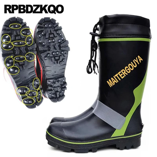 Cheap Rubber Fishing Boots Men Non Slip Rainboots Plus Size Pvc Tall Winter  On Casual Mid Calf Rain Waterproof Faux Fur Shoes - Men's Rain Shoes -  AliExpress