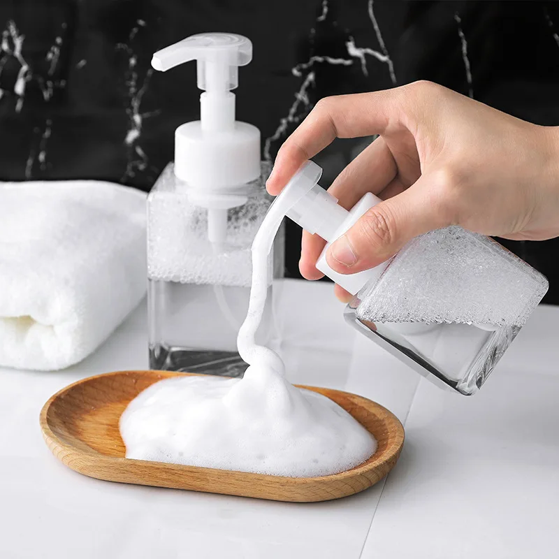 

250/400ml Foaming Pump Bottle Empty Squeezed Soap Foam Bottle PET Square Dispenser Travel Bottle Refillable Cosmetic Containers