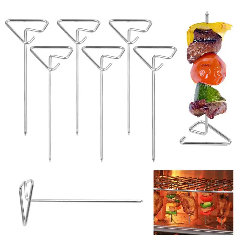 10pcs Skewers for Grilling Food Grade Stainless Steel Brazilian BBQ Skewers Reusable Dishwasher Safe BBQ for Grilling