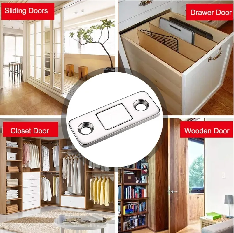 Strong Magnetic Cabinet Catches with Screws Ultra-Thin Door Magnets Stops Invisible Adhesive Drawer Closer Latches for Furniture