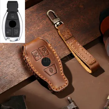 Custodia per chiave A conchiglia per chiave A distanza per auto in pelle per Mercedes Benz classe C W205 classe E W212 A B S GLC GLA GLK accessori per auto - Custodia per chiave A conchiglia per chiave A distanza per auto in pelle per Mercedes
