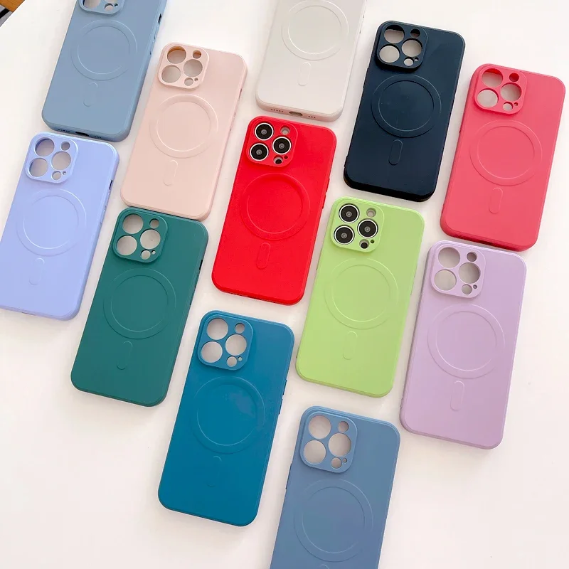 Liquid Silicone Magnetic Shockproof Back Cover with Wireless Charging Compatibility