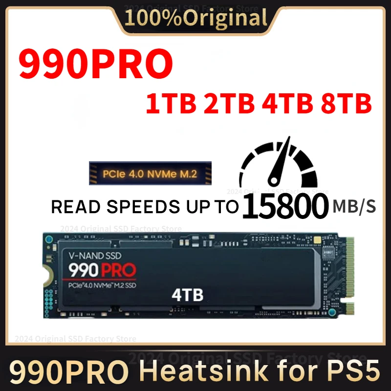 

8TB new Latest Original 990 PRO SSD NVME Large Capacity 4TB 2TB 1TB M.2 2280 Internal Hard Drive PCIE4.0 for Computer/PS5/laptop