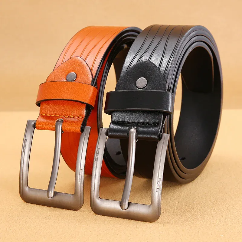 New Men's Buckle Leather Belt Fake Leather Denim Belt Simple Buckle Casual Waist Belt Direct Supply from Home