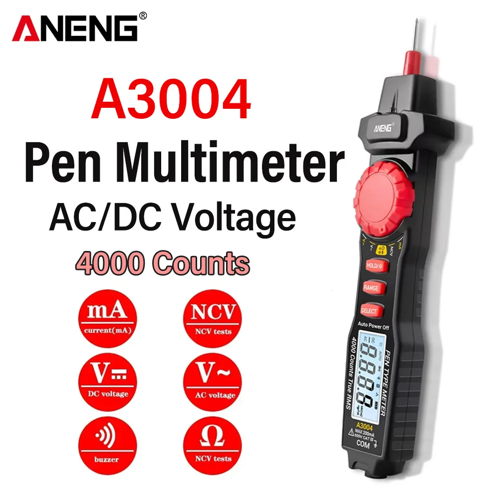 ANENG A3004 Pen Multimeter Digital 4000 Counts Non Contact AC/DC Voltage Meter Resistance Capacitance Diode Continuity Test tool