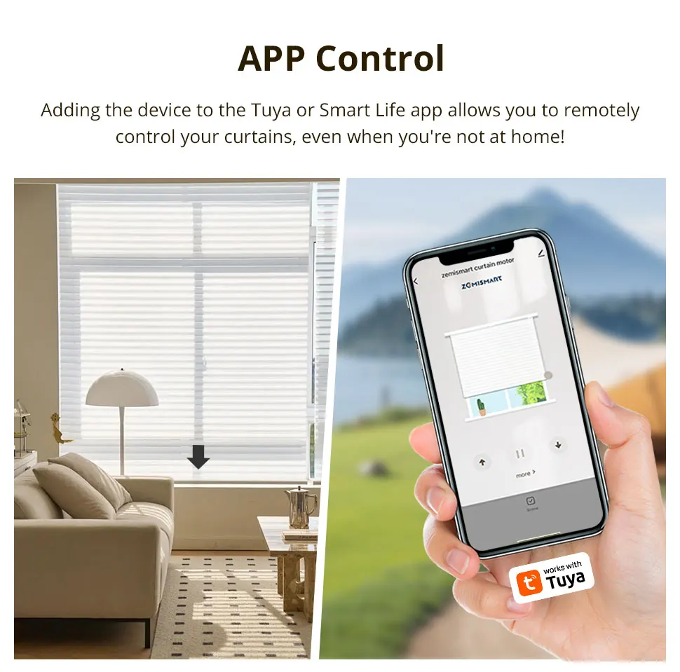 WiFi Electric Blind Motor Work with Tuya App For Honeycomb Curtain Aluminum Blin