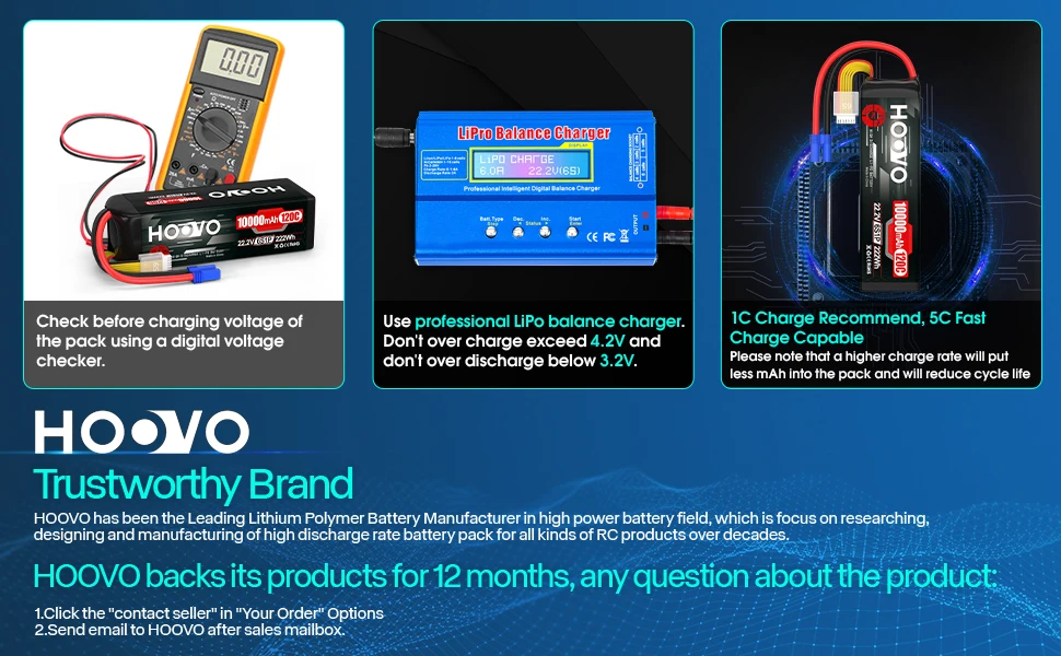 HOOVO 2 uds 6S Lipo batería 22,2 V 10000mAh 120C RC batería EC5 enchufe funda blanda para coches RC, Drones, DJI, FPV, avión, carreras Hobby